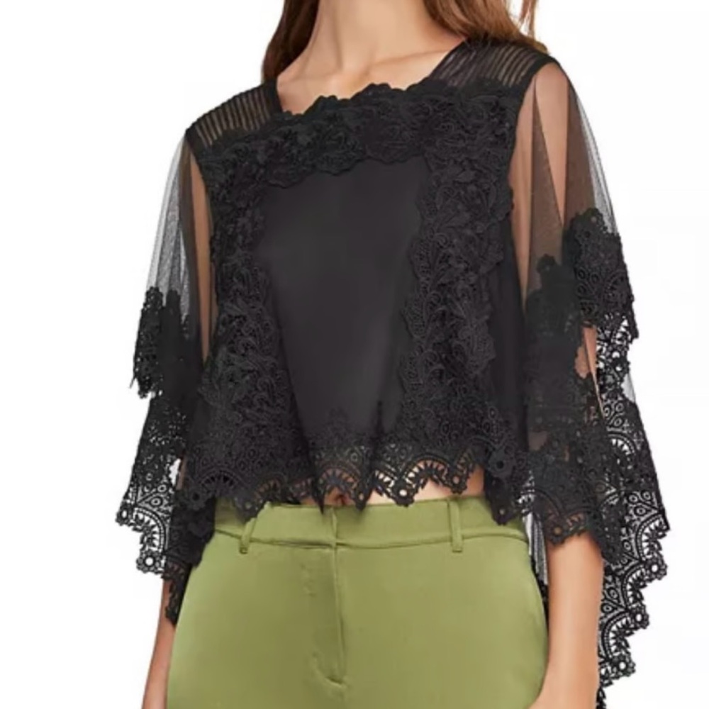BCBGMAXAZRIA Tulle and Lace Blouse